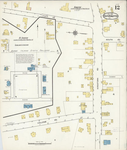 Sanborn Fire Insurance Map from South Kingstown, Washington County, Rhode Island (1921), Sheet #0012 - Complete Map Set gallery image, historic Sanborn map, vintage wall art, Rhode Island Rhode Island