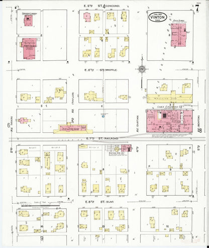 Sanborn Fire Insurance Map from Vinton, Benton County, Iowa (1921), Sheet #0007 - Historic Sanborn Fire Insurance Map Print, vintage old map wall art
