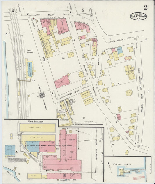 Sanborn Fire Insurance Map from Tarrytown, Westchester County, New York (1915), Sheet #0002 - Historic Sanborn Fire Insurance Map Print, vintage old map wall art, antique decor, genealogy gift, New York New York map