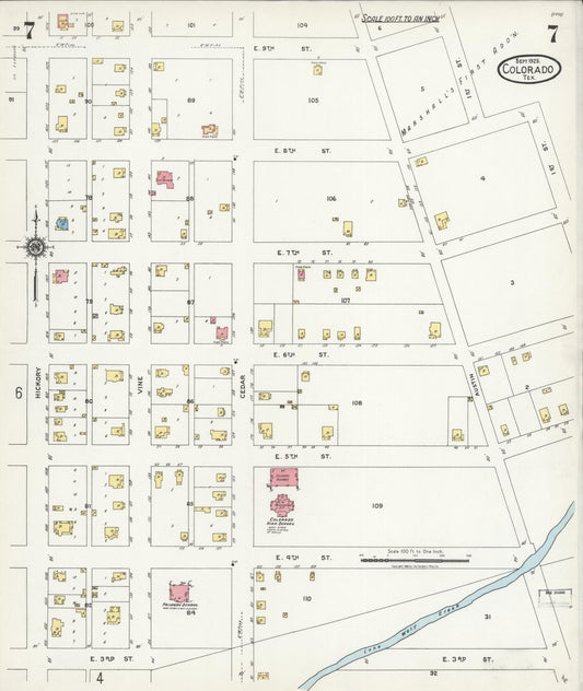 Sanborn Fire Insurance Map from Colorado, Mitchell County, Texas (1925), Sheet #0007 - Historic Sanborn Fire Insurance Map Print, vintage old map wall art, antique decor, genealogy gift, Texas Texas map