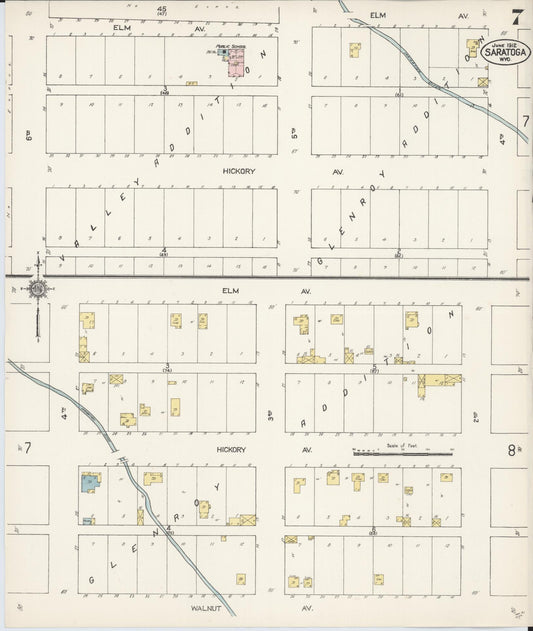 Sanborn Fire Insurance Map from Saratoga, Carbon County, Wyoming (1912), Sheet #0007 - Historic Sanborn Fire Insurance Map Print, vintage old map wall art, antique decor, genealogy gift, Wyoming Wyoming map