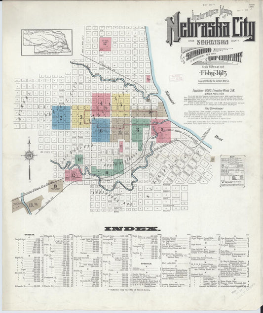 Sanborn Fire Insurance Map from Nebraska City, Otoe County, Nebraska. (1913) – Historic Sanborn Fire Insurance Map Print