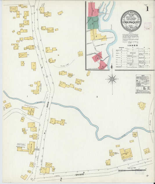 Sanborn Fire Insurance Map from Ogunquit, York County, Maine (1906), Sheet #0001 - Complete Map Set gallery image, historic Sanborn map, vintage wall art, Maine Maine