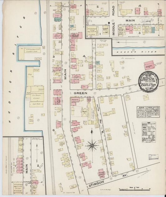 Sanborn Fire Insurance Map from Castleton On Hudson, Rensselaer County, New York. (1884) – Historic Sanborn Fire Insurance Map Print