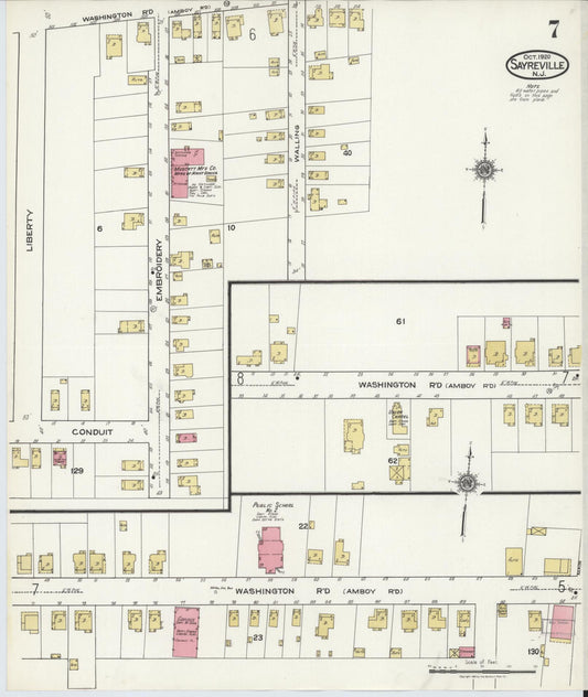Sanborn Fire Insurance Map from Sayreville, Middlesex County, New Jersey (1920), Sheet #0007 - Historic Sanborn Fire Insurance Map Print, vintage old map wall art, antique decor, genealogy gift, New Jersey New Jersey map