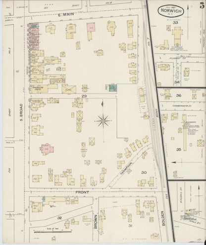 Sanborn Fire Insurance Map from Norwich, Chenango County, New York (1887), Sheet #0005 - Complete Map Set gallery image, historic Sanborn map, vintage wall art, New York New York