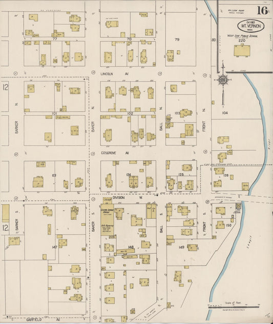 Sanborn Fire Insurance Map from Mount Vernon, Skagit County, Washington (1921), Sheet #0016 - Historic Sanborn Fire Insurance Map Print, vintage old map wall art, antique decor, genealogy gift, Washington Washington map