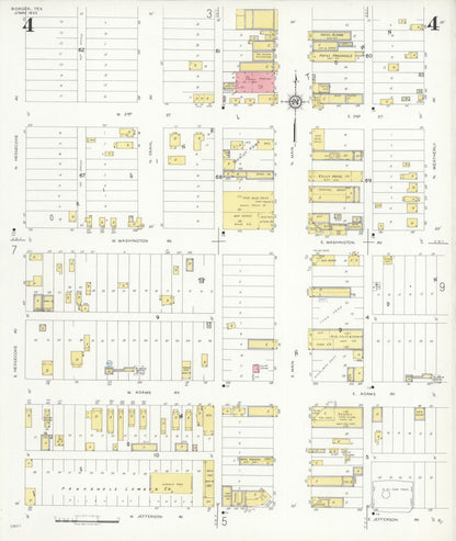 Sanborn Fire Insurance Map from Borger, Hutchinson County, Texas (1933), Sheet #0004 - Complete Map Set gallery image, historic Sanborn map, vintage wall art, Texas Texas