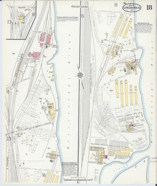 Sanborn Fire Insurance Map from Cape Girardeau, Cape Girardeau County, Missouri (1915), Sheet #0018 - Historic Sanborn Fire Insurance Map Print, vintage old map wall art, antique decor, genealogy gift, Missouri Missouri map