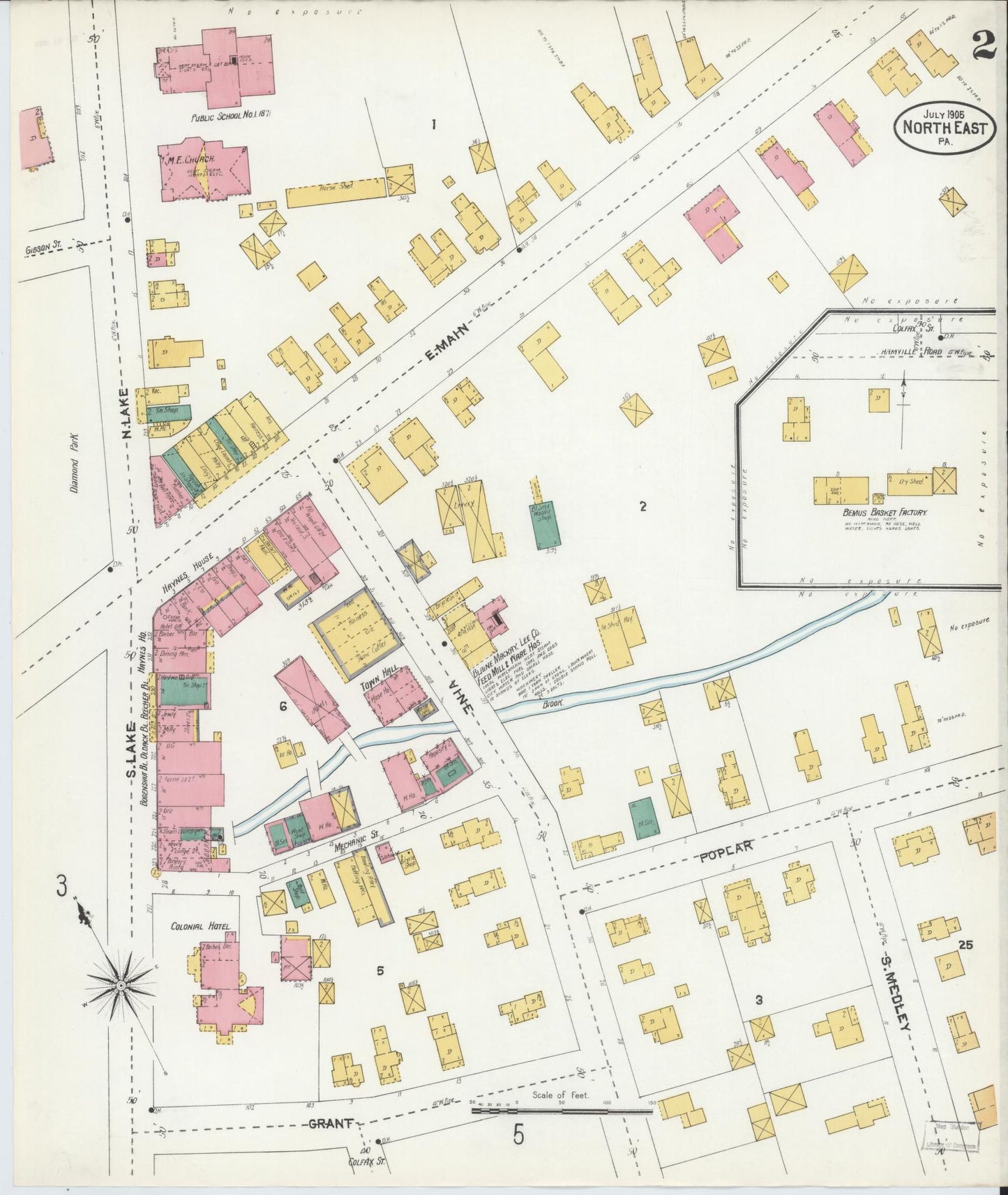 Sanborn Fire Insurance Map from North East, Erie County, Pennsylvania (1905), Sheet #0002 - Complete Map Set gallery image, historic Sanborn map, vintage wall art, Pennsylvania Pennsylvania