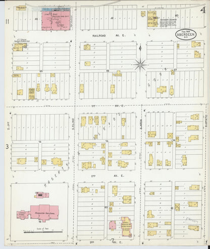 Sanborn Fire Insurance Map from Aberdeen, Brown County, South Dakota (1904), Sheet #0004 - Complete Map Set gallery image, historic Sanborn map, vintage wall art, South Dakota South Dakota