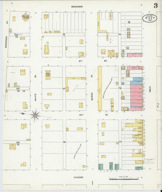 Sanborn Fire Insurance Map from Roff, Pontotoc County, Oklahoma (1903), Sheet #0003 - Historic Sanborn Fire Insurance Map Print, vintage old map wall art, antique decor, genealogy gift, Oklahoma Oklahoma map