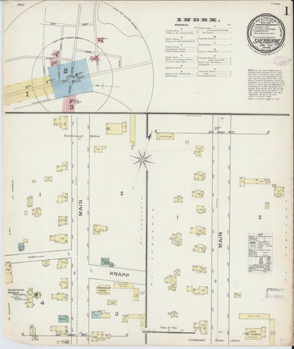 Sanborn Fire Insurance Map from Sherburne, Chenango County, New York (1887), Sheet #0001 - Historic Sanborn Fire Insurance Map Print, vintage old map wall art, antique decor, genealogy gift, New York New York map