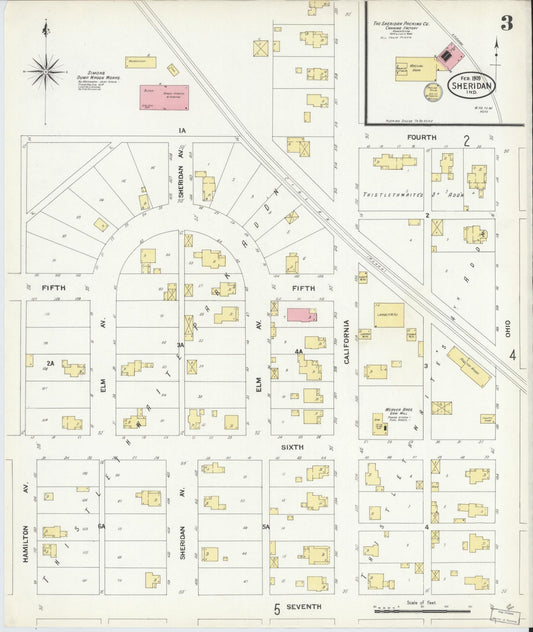Sanborn Fire Insurance Map from Sheridan, Hamilton County, Indiana (1909), Sheet #0003 - Historic Sanborn Fire Insurance Map Print, vintage old map wall art, antique decor, genealogy gift, Indiana Indiana map