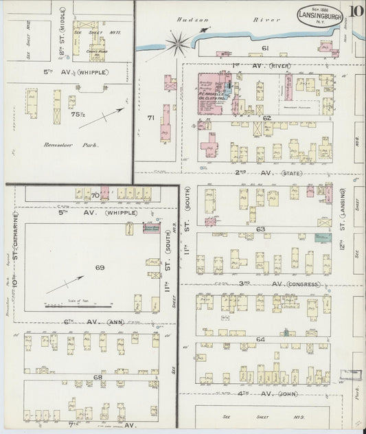 Sanborn Fire Insurance Map from Lansingburg, Rensselaer County, New York (1886), Sheet #0010 - Historic Sanborn Fire Insurance Map Print, vintage old map wall art, antique decor, genealogy gift, New York New York map