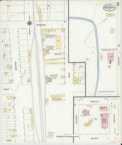 Sanborn Fire Insurance Map from West Point, Cuming County, Nebraska (1909), Sheet #0004 - Complete Map Set gallery image, historic Sanborn map, vintage wall art, Nebraska Nebraska