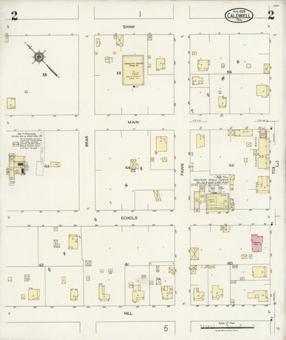 Sanborn Fire Insurance Map from Caldwell, Burleson County, Texas (1925), Sheet #0002 - Historic Sanborn Fire Insurance Map Print, vintage old map wall art, antique decor, genealogy gift, Texas Texas map