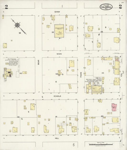 Sanborn Fire Insurance Map from Caldwell, Burleson County, Texas (1925), Sheet #0002 - Historic Sanborn Fire Insurance Map Print, vintage old map wall art, antique decor, genealogy gift, Texas Texas map