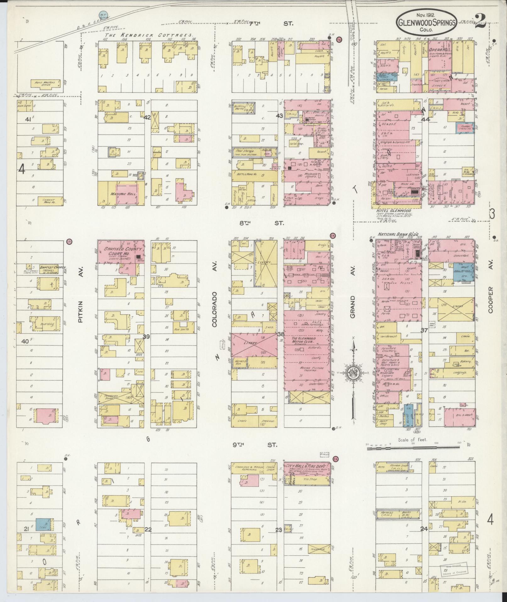 Sanborn Fire Insurance Map from Glenwood Springs, Garfield County, Colorado (1912), Sheet #0002 - Complete Map Set gallery image, historic Sanborn map, vintage wall art, Colorado Colorado