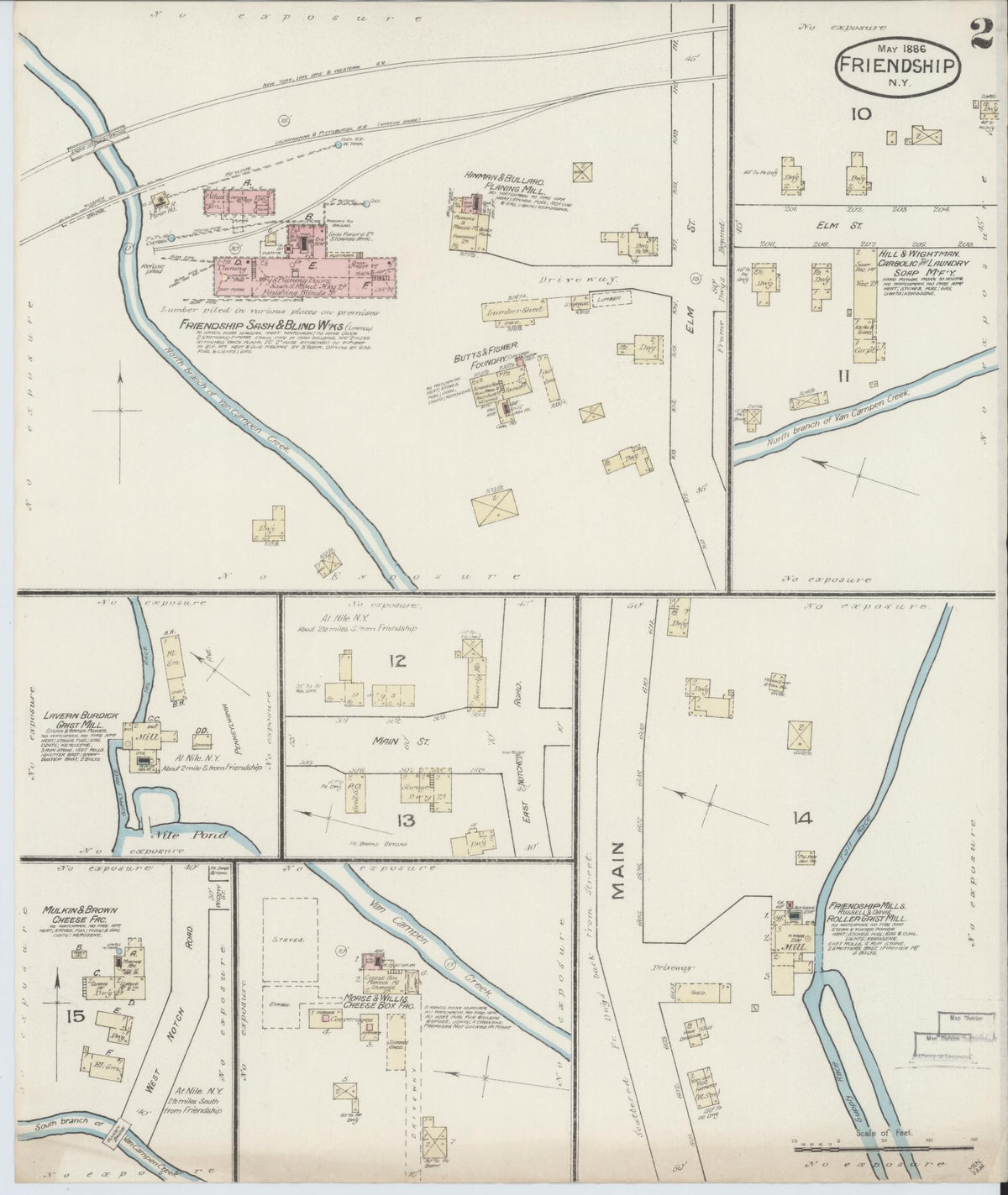Sanborn Fire Insurance Map from Friendship, Allegany County, New York (1886), Sheet #0002 - Complete Map Set gallery image, historic Sanborn map, vintage wall art, New York New York