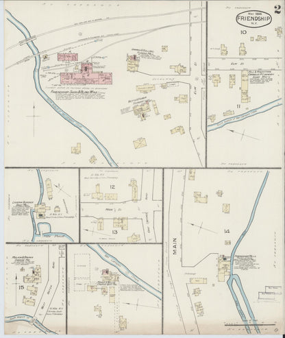 Sanborn Fire Insurance Map from Friendship, Allegany County, New York (1886), Sheet #0002 - Complete Map Set gallery image, historic Sanborn map, vintage wall art, New York New York
