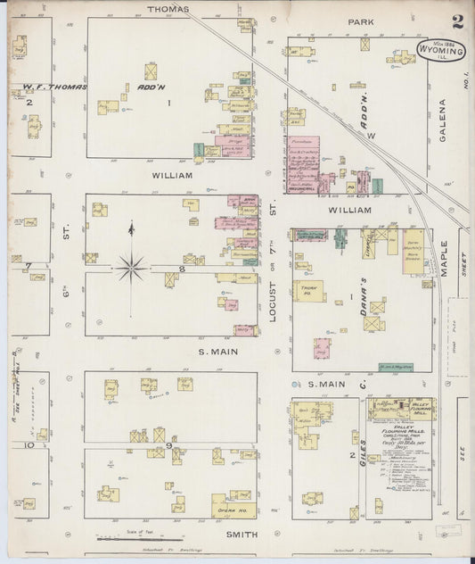 Sanborn Fire Insurance Map from Wyoming, Stark County, Illinois (1886), Sheet #0002 - Historic Sanborn Fire Insurance Map Print, vintage old map wall art, antique decor, genealogy gift, Wyoming Wyoming map