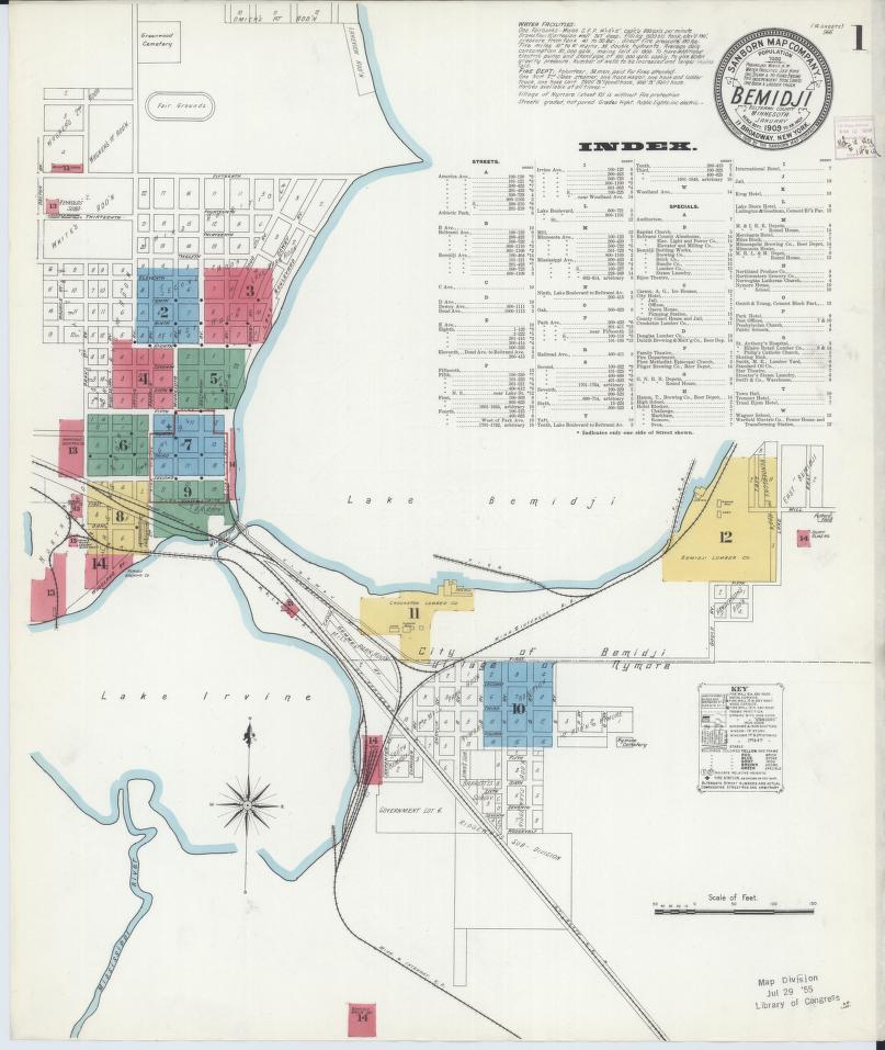 Sanborn Fire Insurance Map from Bemidji, Beltrami County, Minnesota. (1909) – Map View