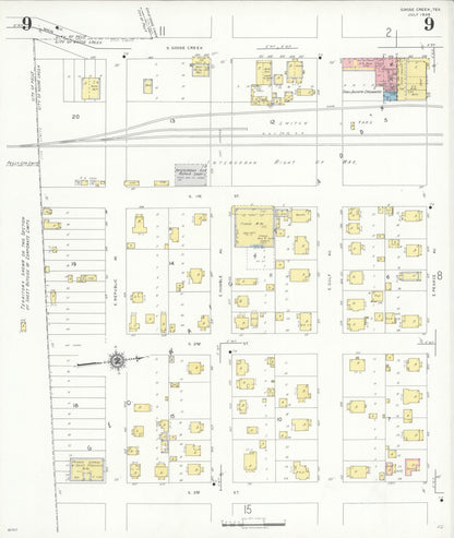 Sanborn Fire Insurance Map from Goose Creek, Harris County, Texas (1939), Sheet #0009 - Complete Map Set gallery image, historic Sanborn map, vintage wall art, Texas Texas