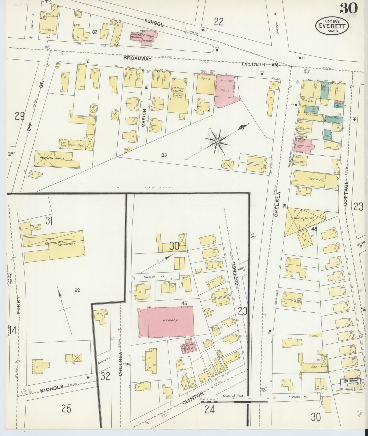 Sanborn Fire Insurance Map from Everett, Middlesex County, Massachusetts (1903), Sheet #0030 - Complete Map Set gallery image, historic Sanborn map, vintage wall art, Massachusetts Massachusetts