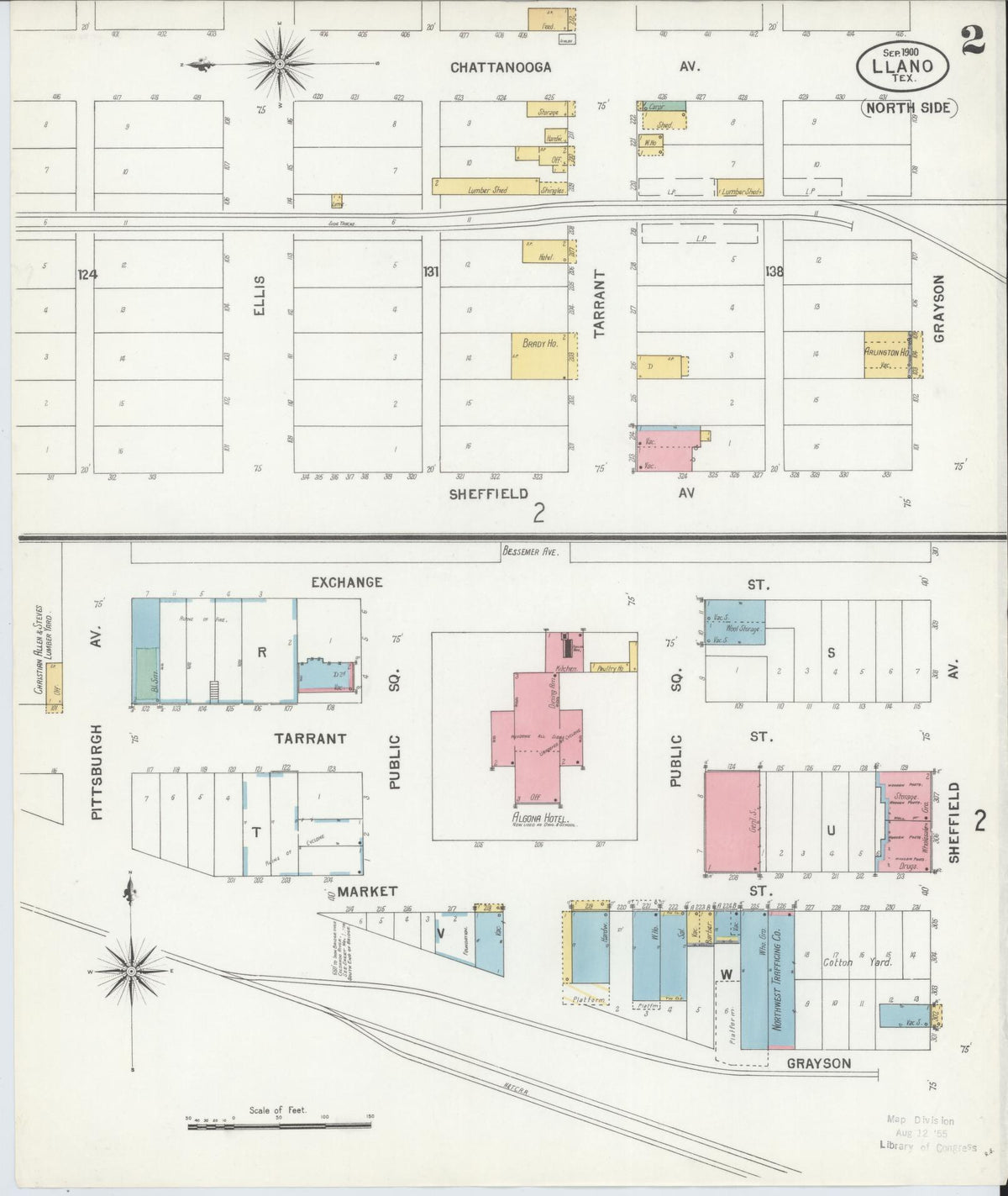 Sanborn Fire Insurance Map from Llano, Llano County, Texas (1900), Sheet #0002 - Complete Map Set gallery image, historic Sanborn map, vintage wall art, Texas Texas