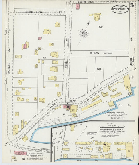 Sanborn Fire Insurance Map from New Rochelle, Westchester County, New York (1892), Sheet #0005 - Historic Sanborn Fire Insurance Map Print, vintage old map wall art, antique decor, genealogy gift, New York New York map