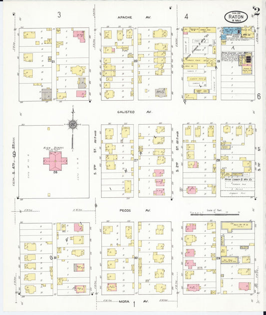 Sanborn Fire Insurance Map from Raton, Colfax County, New Mexico (1911), Sheet #0002 - Historic Sanborn Fire Insurance Map Print, vintage old map wall art, antique decor, genealogy gift, New Mexico New Mexico map