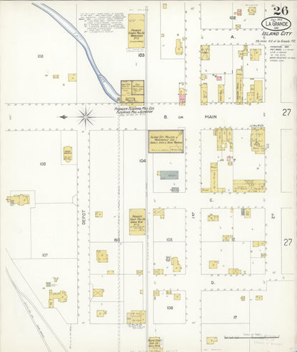 Sanborn Fire Insurance Map from La Grande, Union County, Oregon (1903), Sheet #0026 - Complete Map Set gallery image, historic Sanborn map, vintage wall art, Oregon Oregon