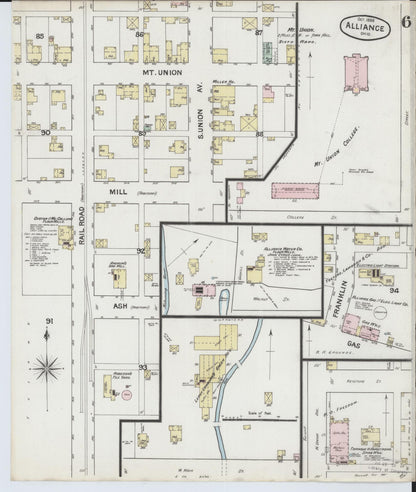 Sanborn Fire Insurance Map from Alliance, Stark County, Ohio (1888), Sheet #0006 - Complete Map Set gallery image, historic Sanborn map, vintage wall art, Ohio Ohio