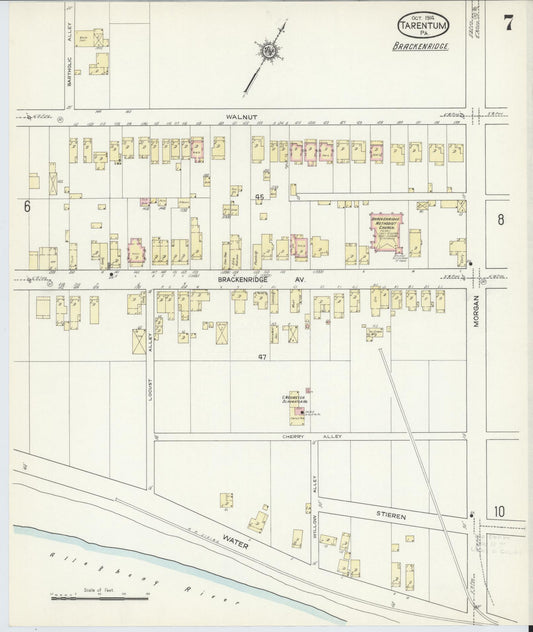 Sanborn Fire Insurance Map from Tarentum, Allegheny County, Pennsylvania (1914), Sheet #0007 - Historic Sanborn Fire Insurance Map Print, vintage old map wall art, antique decor, genealogy gift, Pennsylvania Pennsylvania map