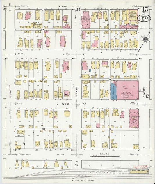 Sanborn Fire Insurance Map from Peru, Miami County, Indiana (1920), Sheet #0015 - Historic Sanborn Fire Insurance Map Print, vintage old map wall art, antique decor, genealogy gift, Indiana Indiana map
