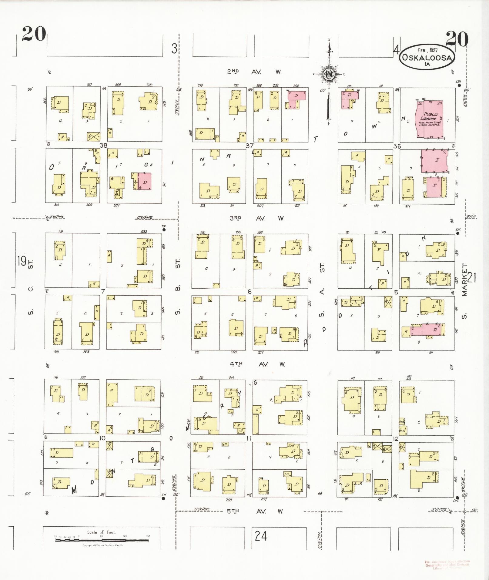 Sanborn Fire Insurance Map from Oskaloosa, Mahaska County, Iowa (1927), Sheet #0020 - Historic Sanborn Fire Insurance Map Print