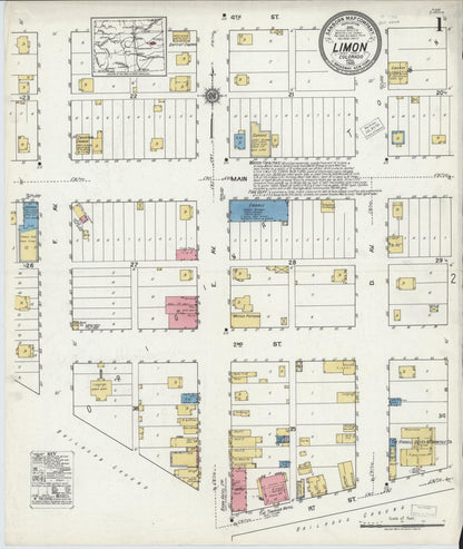 Sanborn Fire Insurance Map from Limon, Lincoln County, Colorado (1920), Sheet #0001 - Complete Map Set gallery image, historic Sanborn map, vintage wall art, Colorado Colorado