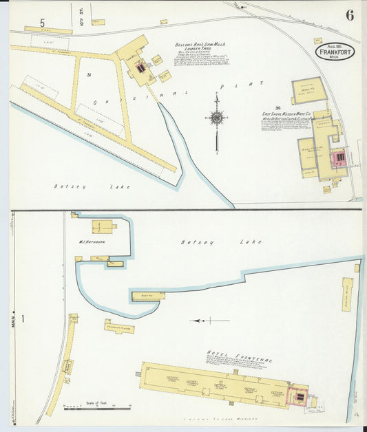 Sanborn Fire Insurance Map from Frankfort, Benzie County, Michigan (1911), Sheet #0006 - Historic Sanborn Fire Insurance Map Print, vintage old map wall art, antique decor, genealogy gift, Michigan Michigan map