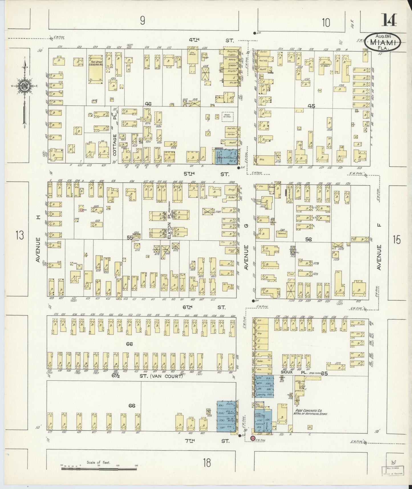 Sanborn Fire Insurance Map from Miami, Dade County, Florida (1914), Sheet #0014 - Complete Map Set gallery image, historic Sanborn map, vintage wall art, Florida Florida