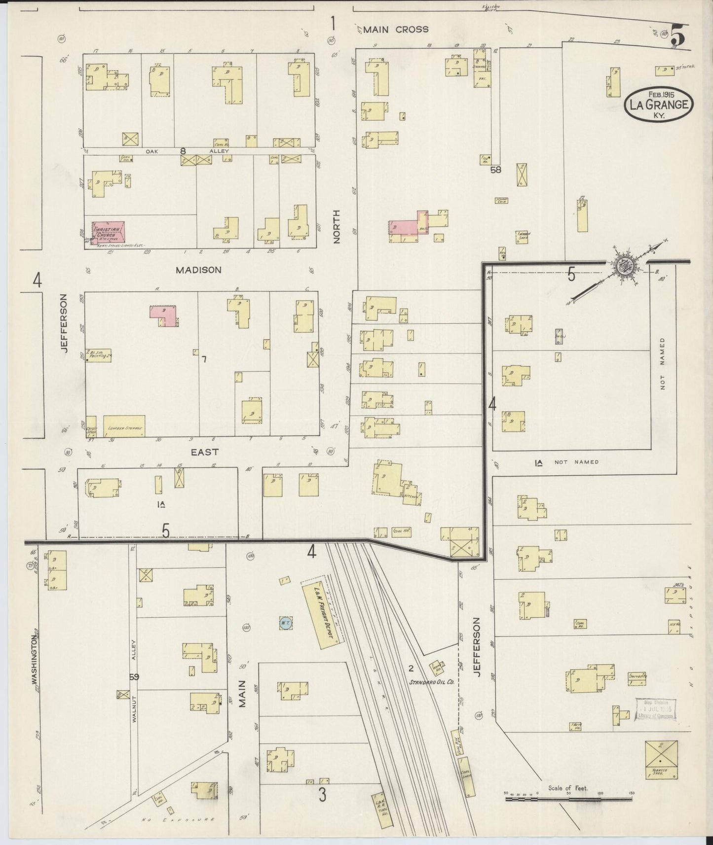 Sanborn Fire Insurance Map from La Grange, Oldham County, Kentucky (1915), Sheet #0005 - Complete Map Set gallery image, historic Sanborn map, vintage wall art, Kentucky Kentucky