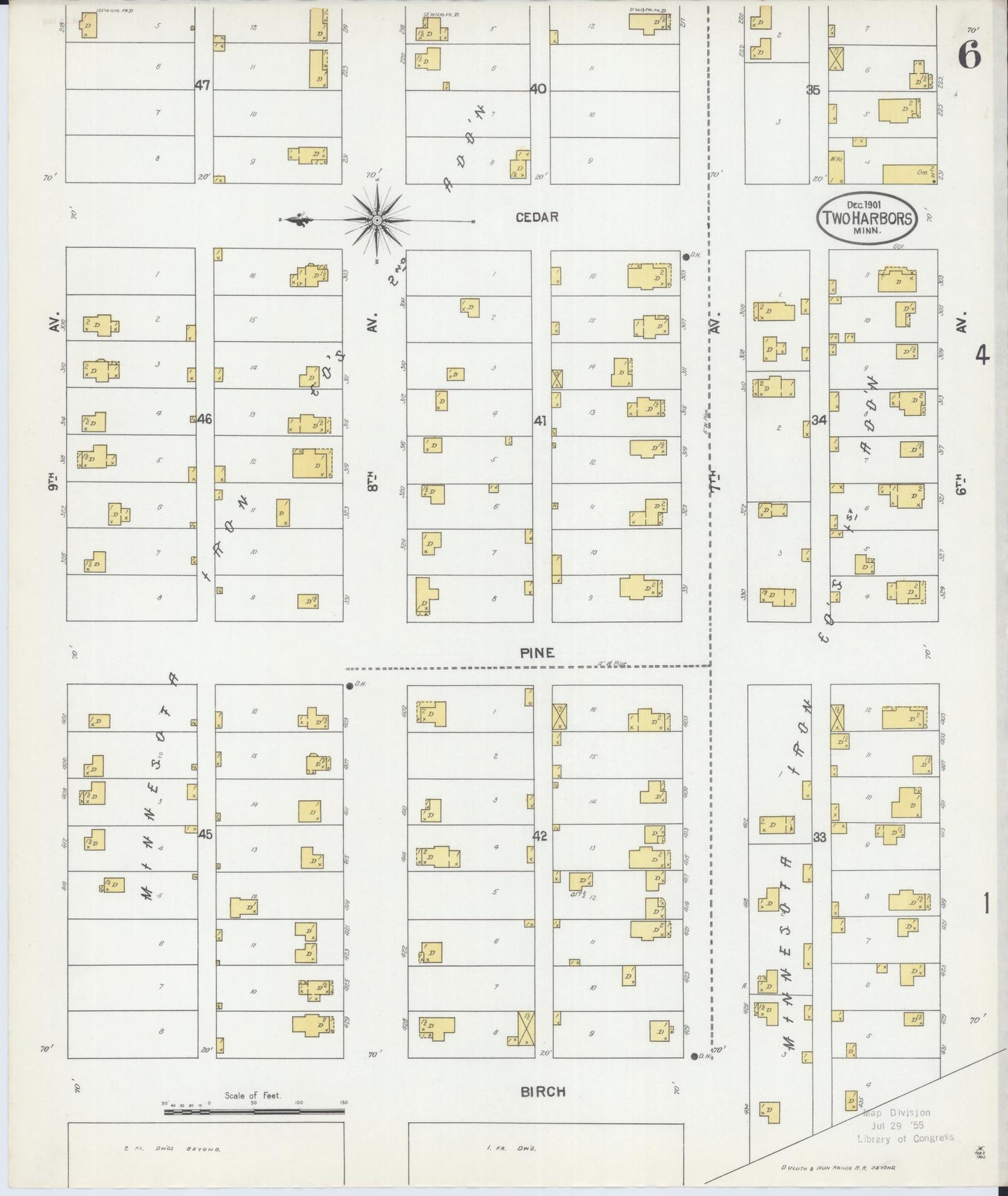 Sanborn Fire Insurance Map from Two Harbors, Lake County, Minnesota (1901), Sheet #0006 - Complete Map Set gallery image, historic Sanborn map, vintage wall art, Minnesota Minnesota