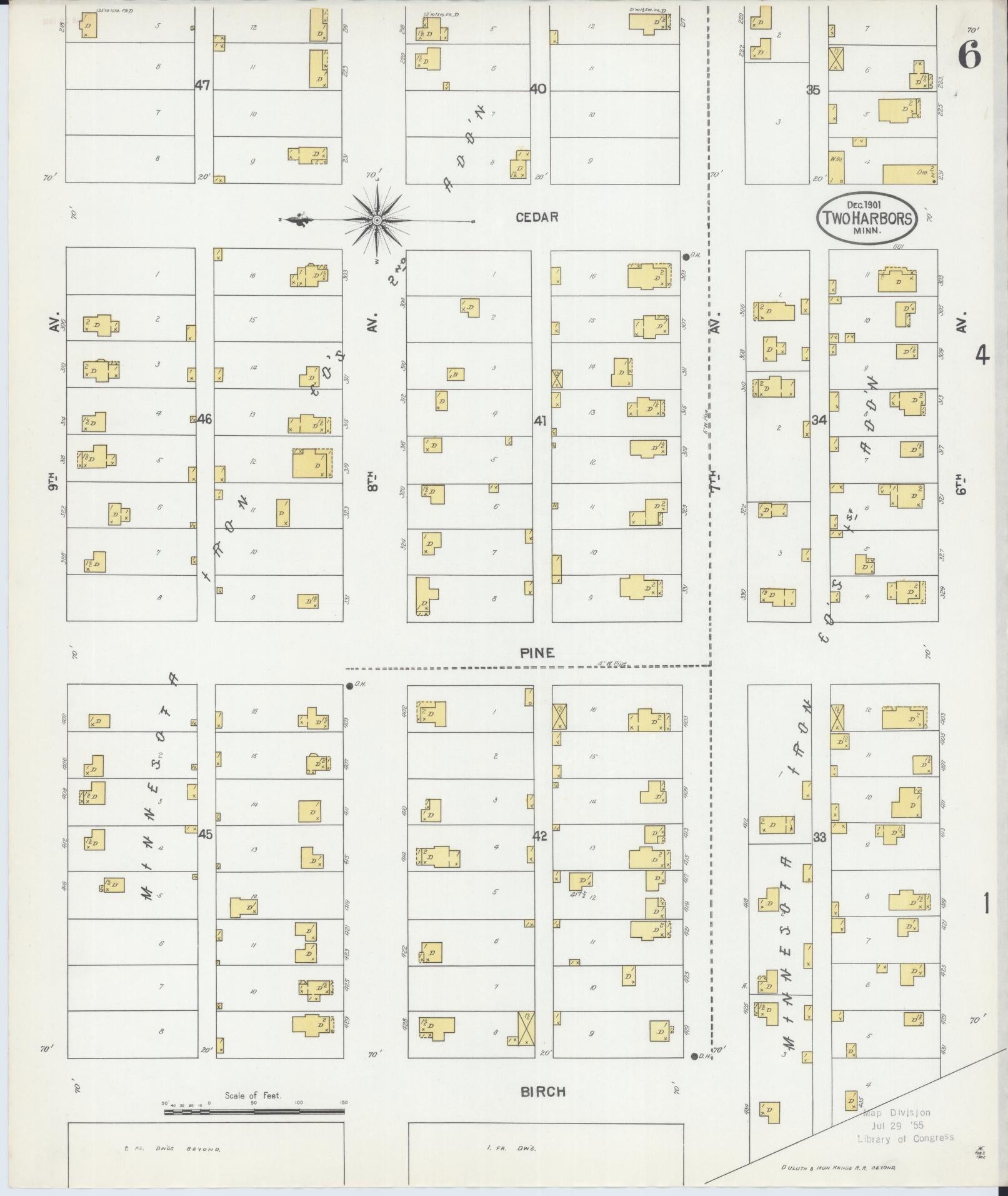 Sanborn Fire Insurance Map from Two Harbors, Lake County, Minnesota (1901), Sheet #0006 - Complete Map Set gallery image, historic Sanborn map, vintage wall art, Minnesota Minnesota