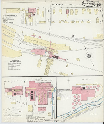 Sanborn Fire Insurance Map from Lock Haven, Clinton County, Pennsylvania (1891), Sheet #0012 - Historic Sanborn Fire Insurance Map Print, vintage old map wall art, antique decor, genealogy gift, Pennsylvania Pennsylvania map