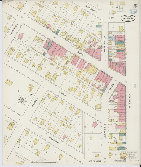 Sanborn Fire Insurance Map from Anna, Union County, Illinois (1894), Sheet #0003 - Historic Sanborn Fire Insurance Map Print, vintage old map wall art, antique decor, genealogy gift, Illinois Illinois map