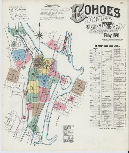 Sanborn Fire Insurance Map from Cohoes, Albany County, New York. (1891) – Historic Sanborn Fire Insurance Map Print