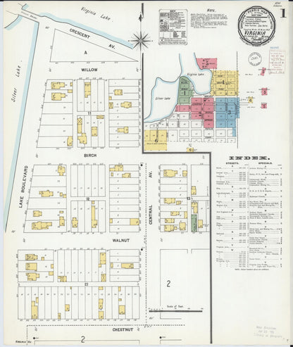 Sanborn Fire Insurance Map from Virginia, Saint Louis County, Minnesota (1900), Sheet #0001 - Complete Map Set gallery image, historic Sanborn map, vintage wall art, Minnesota Minnesota