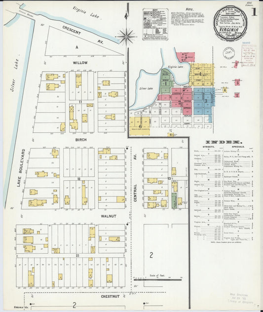 Sanborn Fire Insurance Map from Virginia, Saint Louis County, Minnesota (1900), Sheet #0001 - Complete Map Set gallery image, historic Sanborn map, vintage wall art, Minnesota Minnesota