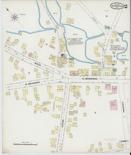 Sanborn Fire Insurance Map from Gardner, Worcester County, Massachusetts (1889), Sheet #0002 - Historic Sanborn Fire Insurance Map Print, vintage old map wall art, antique decor, genealogy gift, Massachusetts Massachusetts map