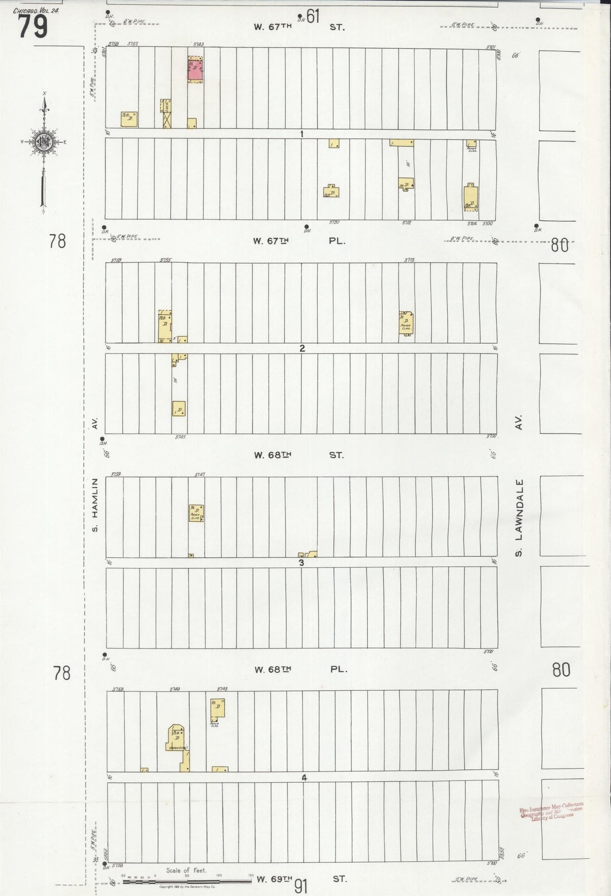 Sanborn Fire Insurance Map from Chicago, Cook County, Illinois (1920), Sheet #0079 - Historic Sanborn Fire Insurance Map Print, vintage old map wall art, antique decor, genealogy gift, Illinois Illinois map